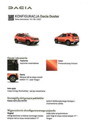 Dacia Duster cena 89900 przebieg: 19100, rok produkcji 2021 z Kraków małe 154